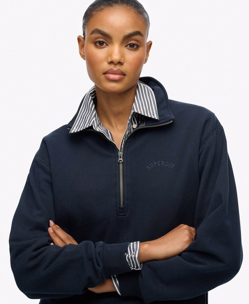 Essential Logo Garment Dye Half Zip Sweatshirt