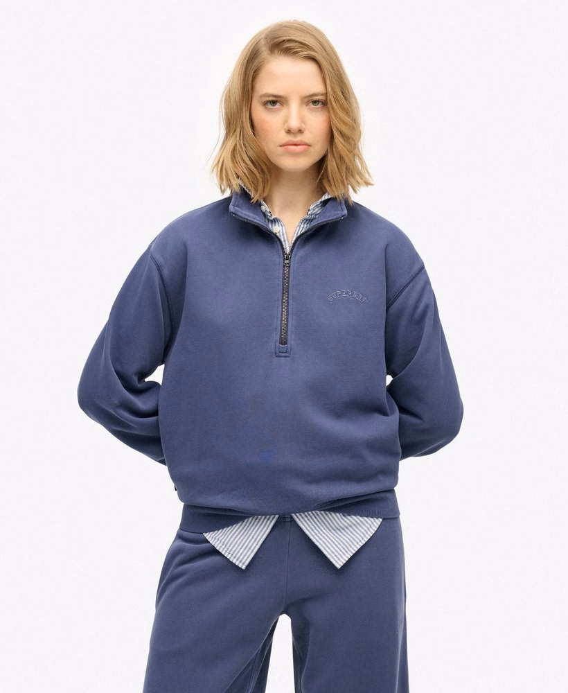 Essential Logo Garment Dye Half Zip Sweatshirt
