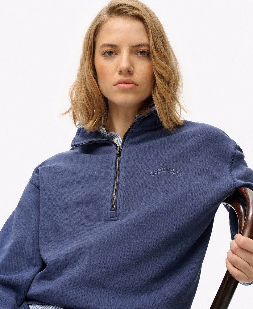 Essential Logo Garment Dye Half Zip Sweatshirt
