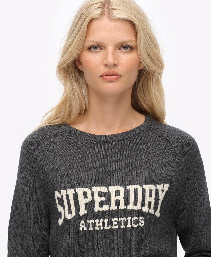Slouchy gebreide trui met intarsia-print