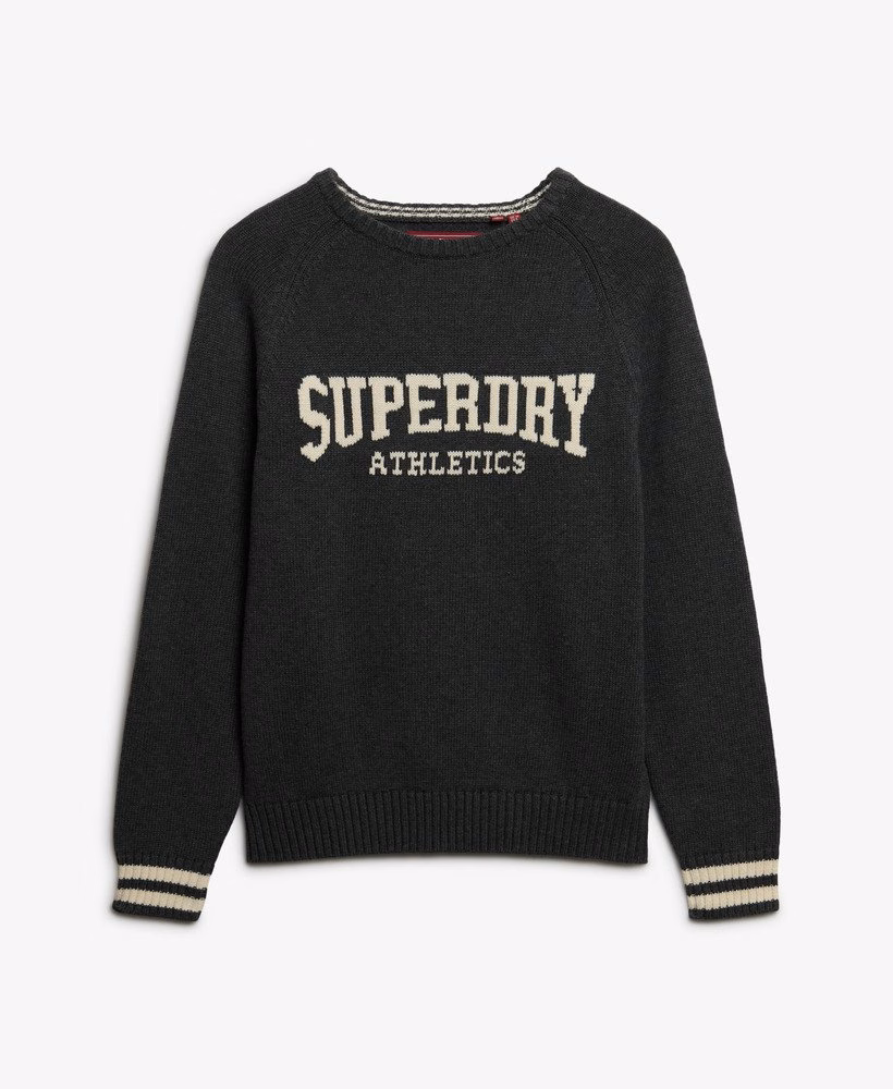 Slouchy gebreide trui met intarsia-print