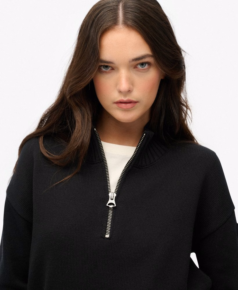 Slouchy gebreide trui met halve rits