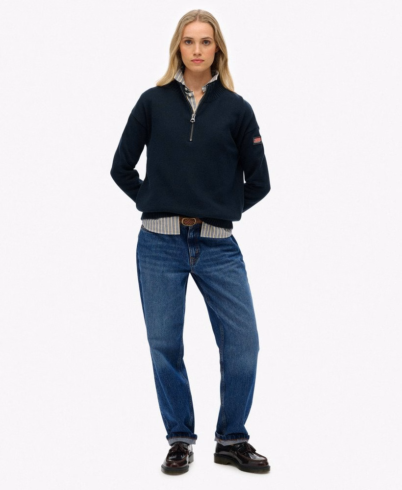 Slouchy gebreide trui met halve rits