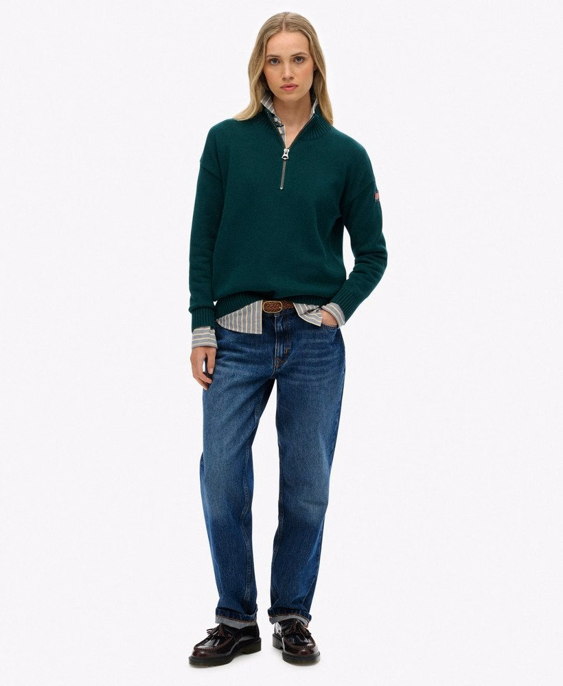 Slouchy gebreide trui met halve rits