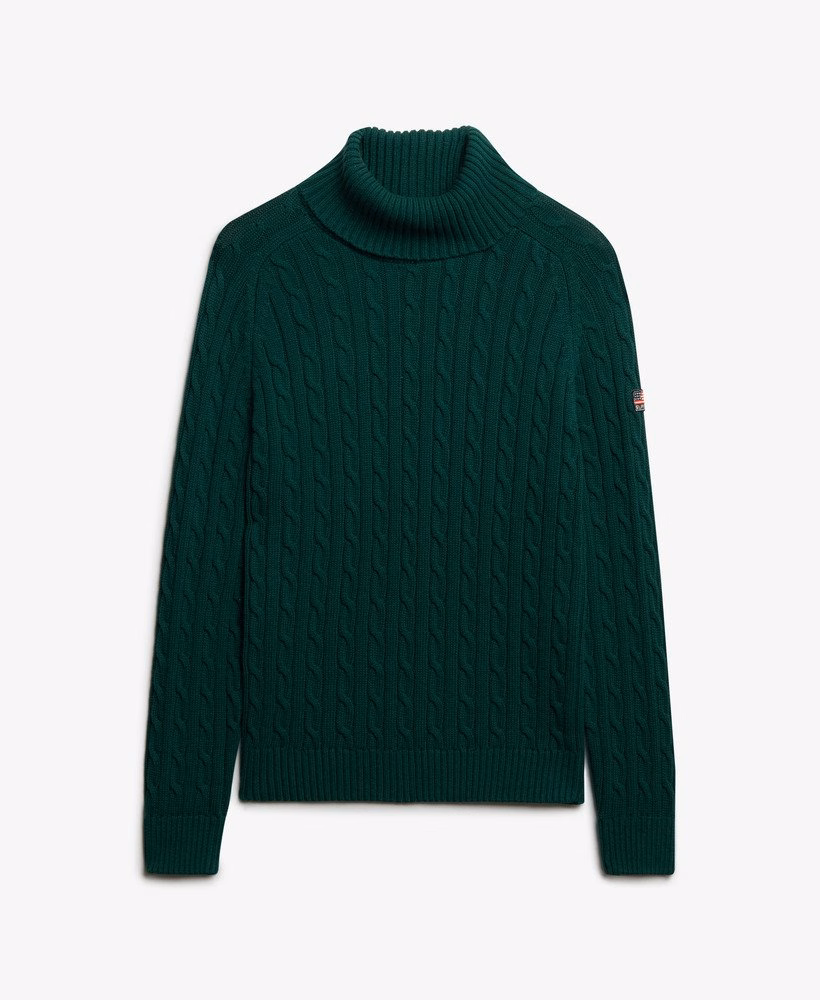 Slouchy Cable Roll Neck Jumper