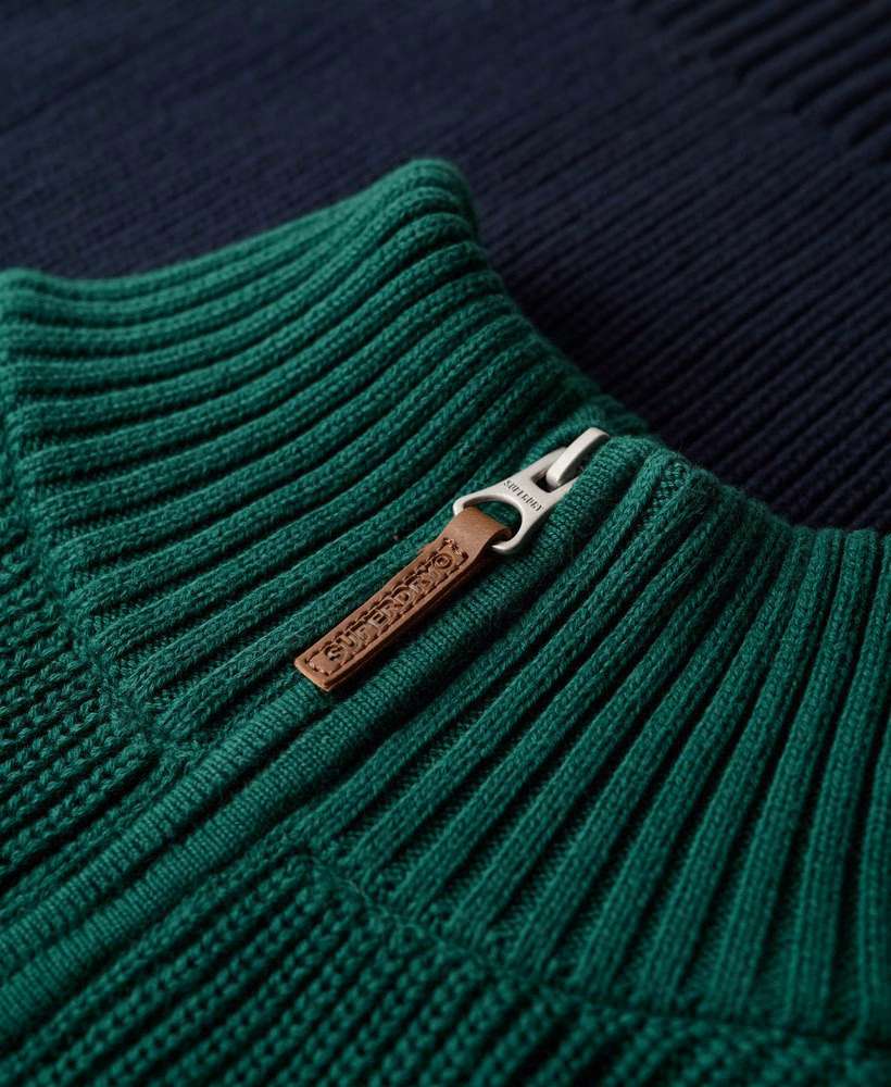 Oversized katoenen trui met klassieke strepen en halve rits