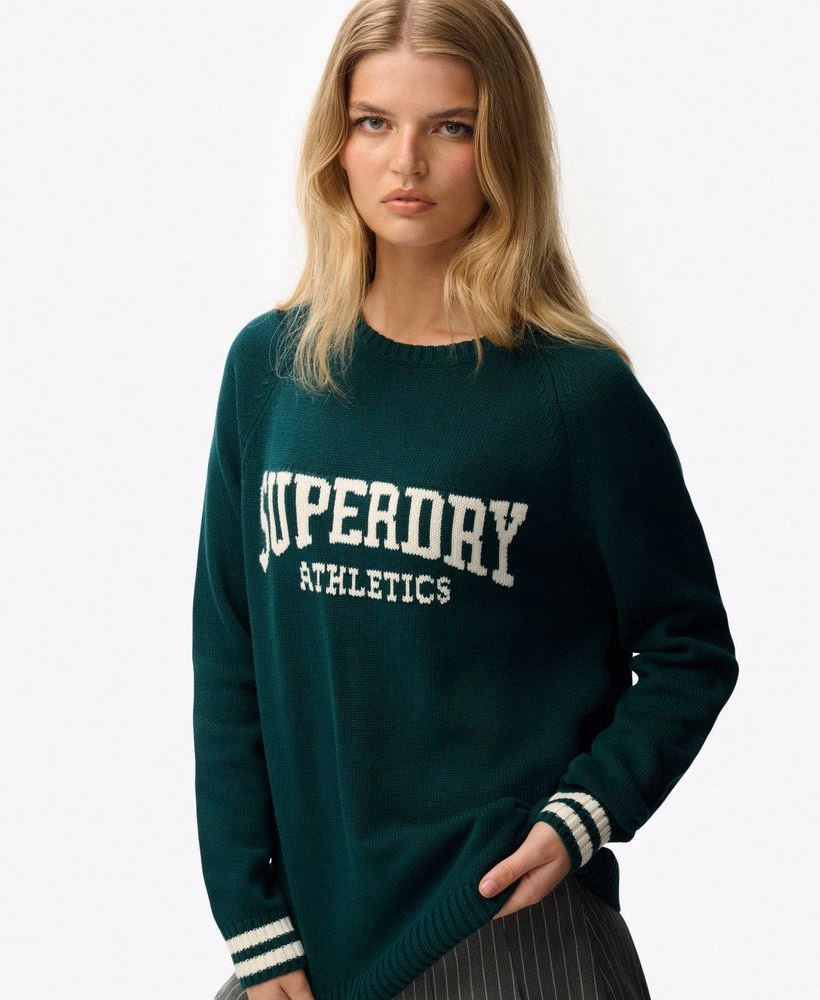 Slouchy gebreide trui met intarsia-print