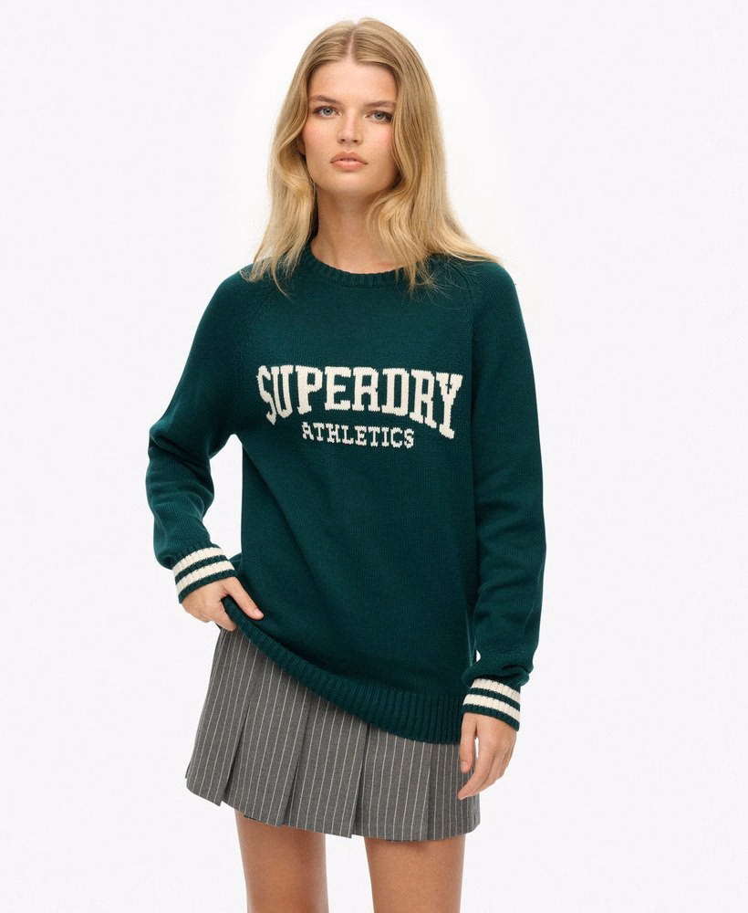 Slouchy gebreide trui met intarsia-print