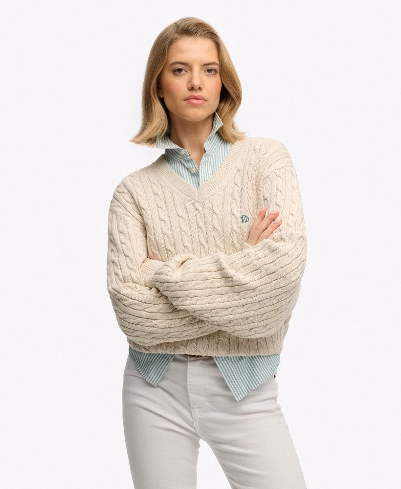 Extra grote V-hals kabeljumper