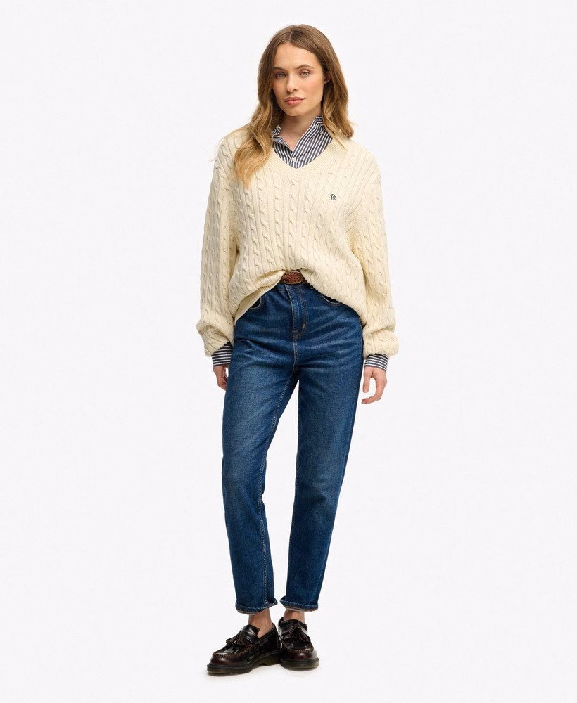 Extra grote V-hals kabeljumper