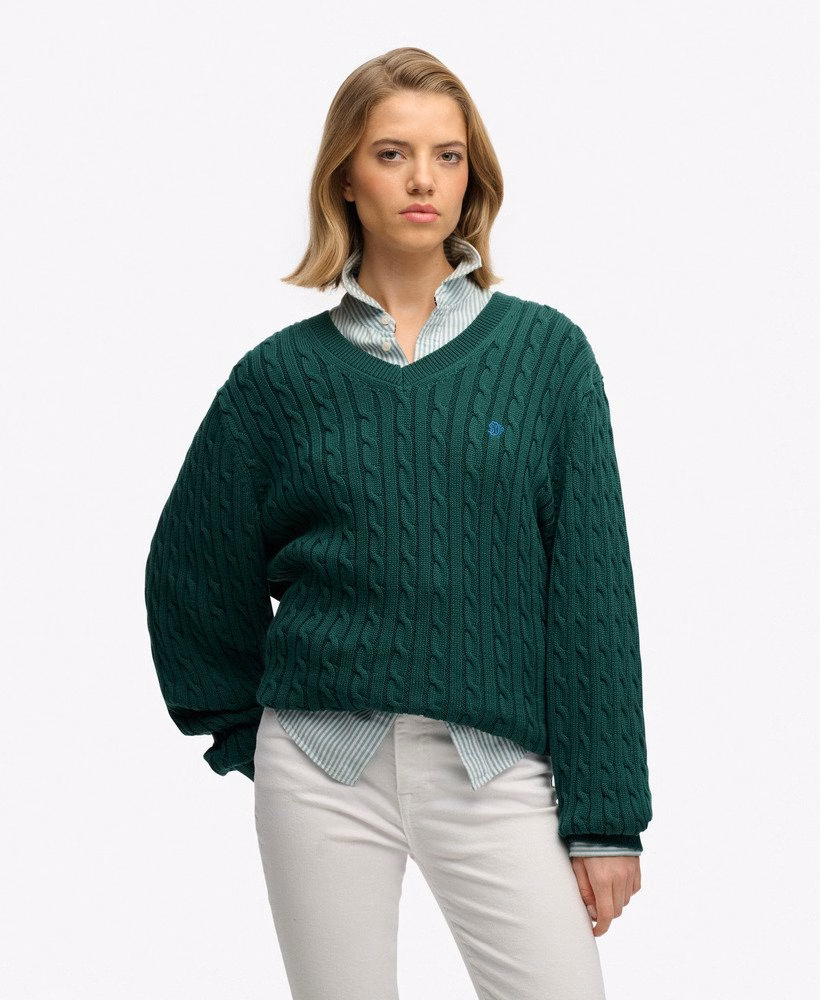 Extra grote V-hals kabeljumper
