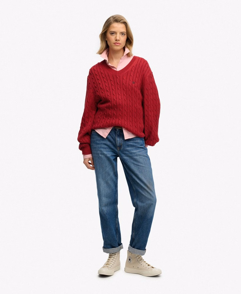 Extra grote V-hals kabeljumper