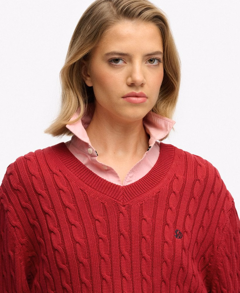 Extra grote V-hals kabeljumper