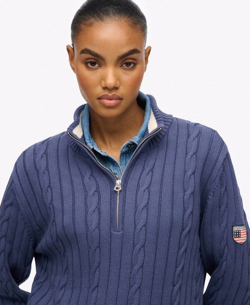 Slouchy Cable Half Zip Jumper