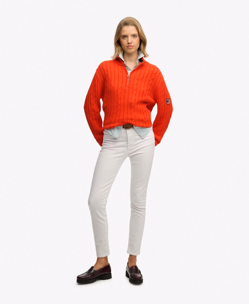 Slouchy Cable Half Zip Jumper