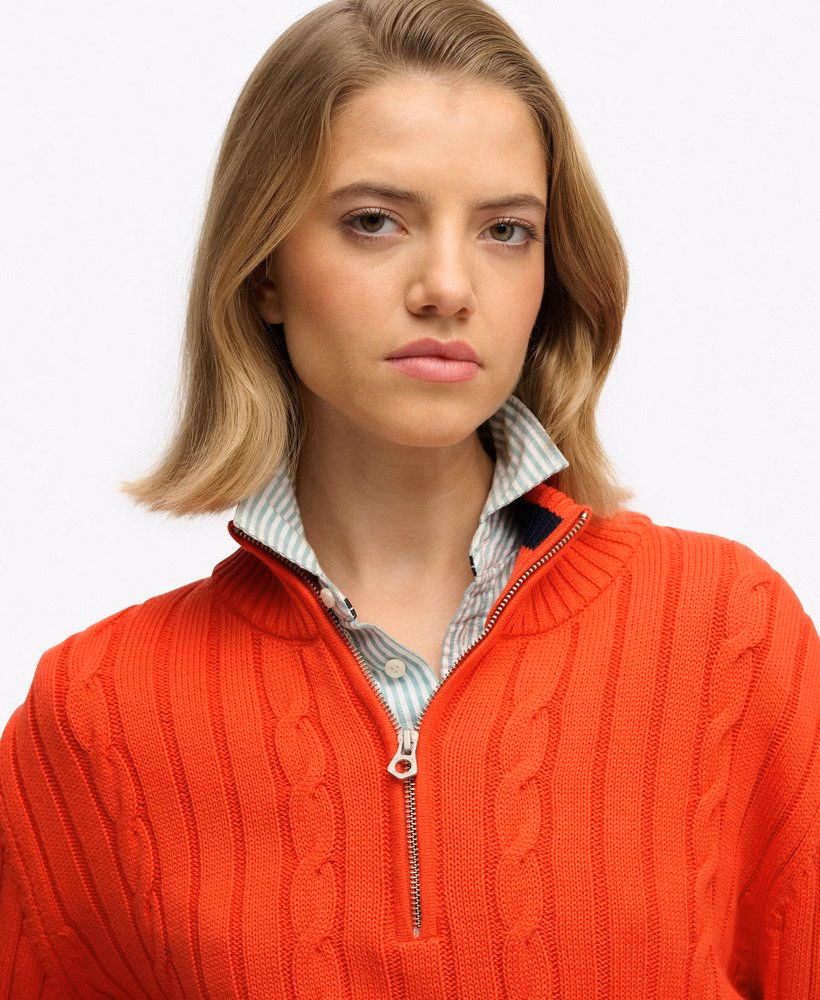 Slouchy Cable Half Zip Jumper