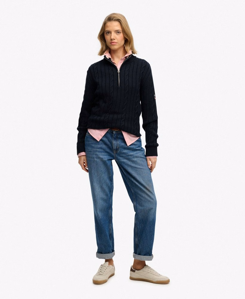 Slouchy Cable Half Zip Jumper