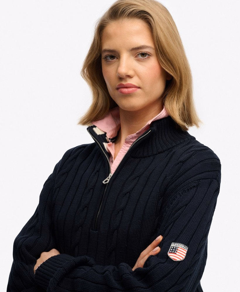 Slouchy Cable Half Zip Jumper