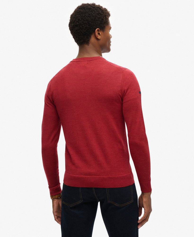 merino trui met ronde hals in furnace red marl