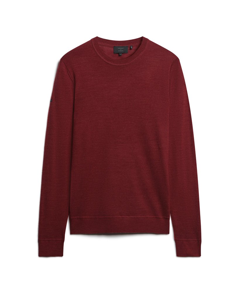 merino trui met ronde hals in furnace red marl