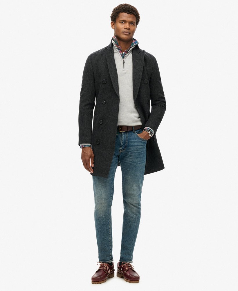 merino trui met halve rits in mid marl