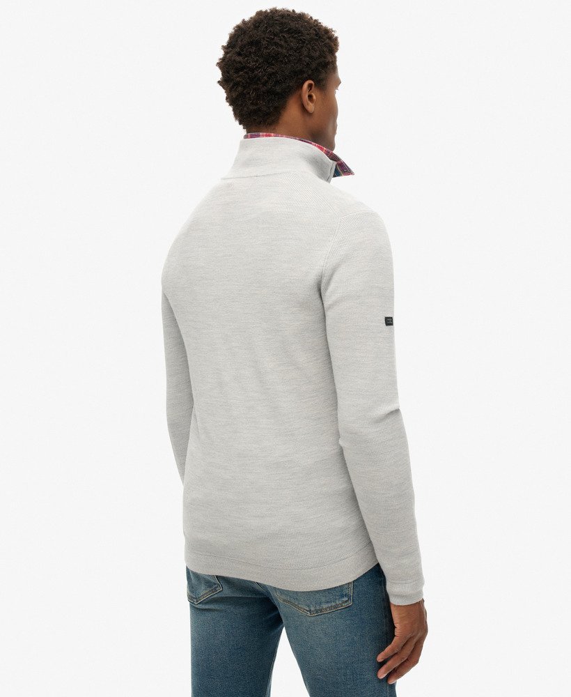 merino trui met halve rits in mid marl