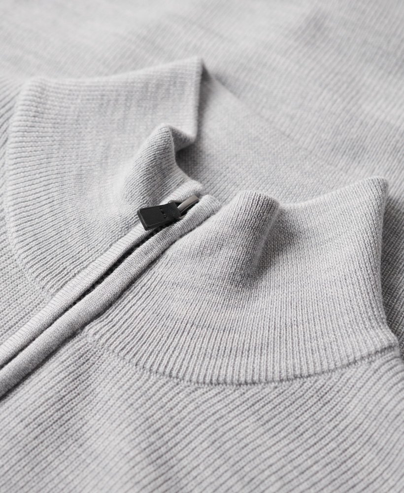 merino trui met halve rits in mid marl