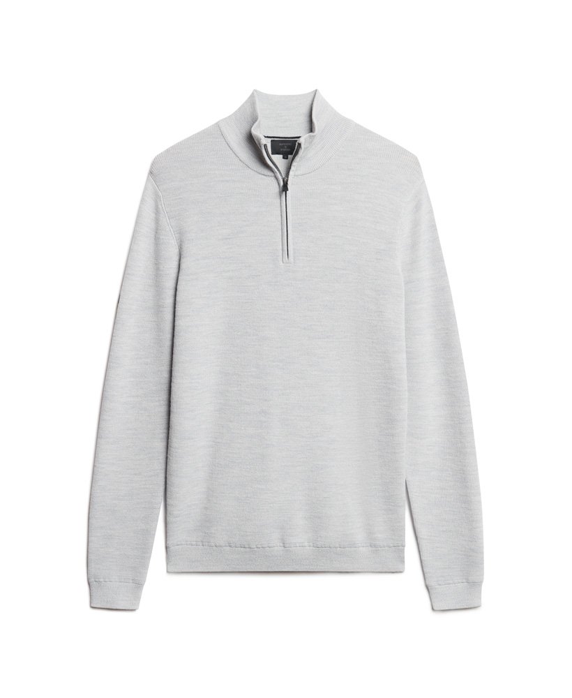 merino trui met halve rits in mid marl