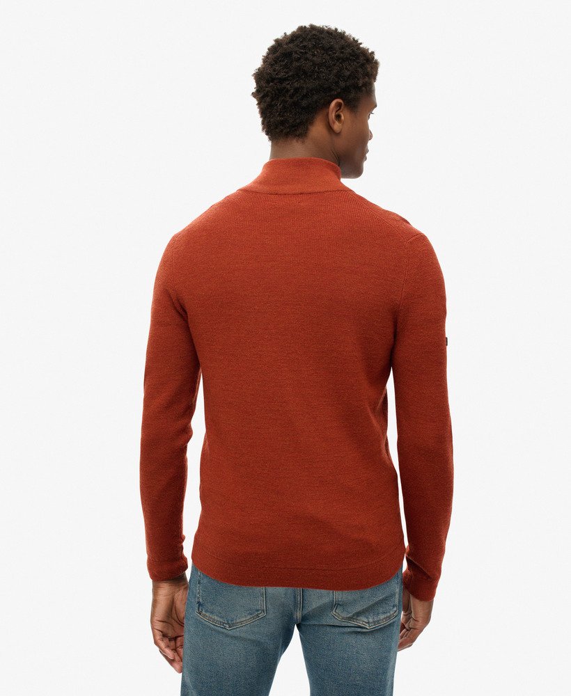 merino trui met halve rits in bombay brown