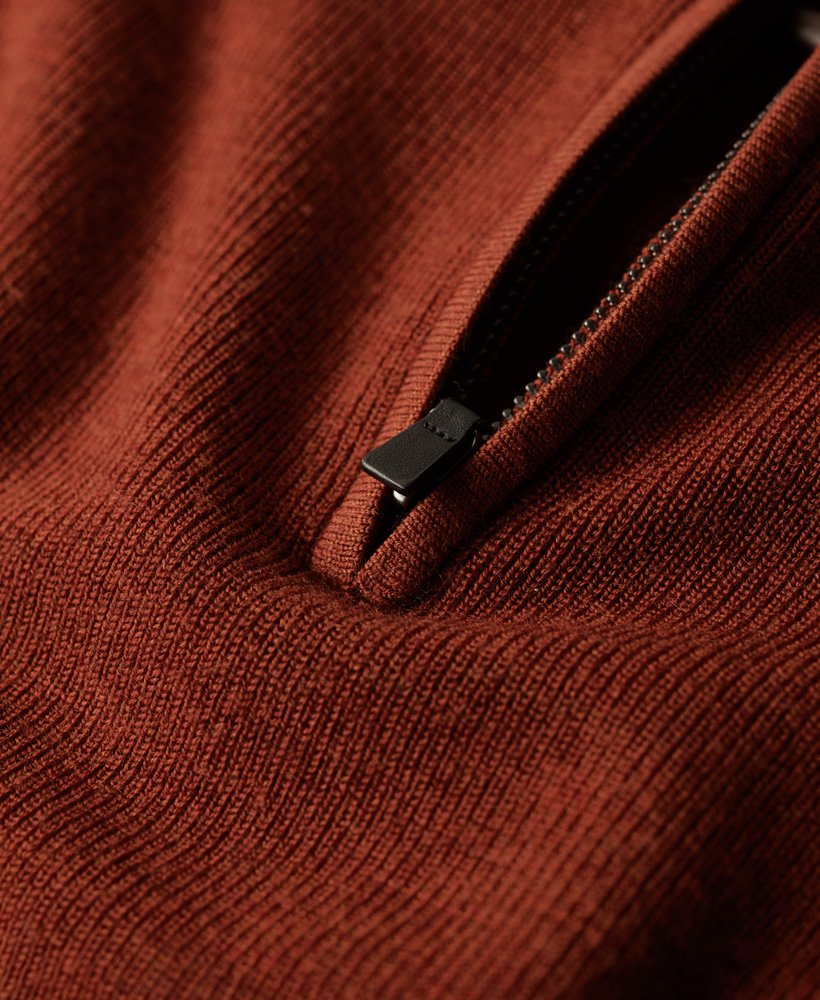 merino trui met halve rits in bombay brown