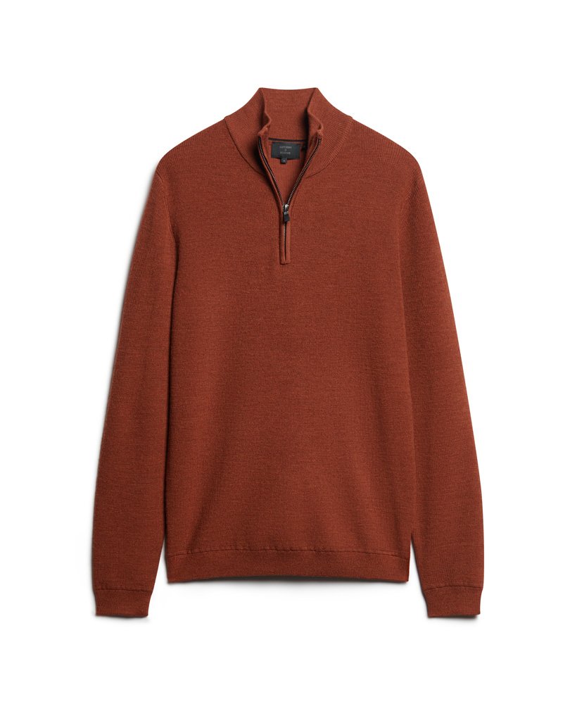 merino trui met halve rits in bombay brown