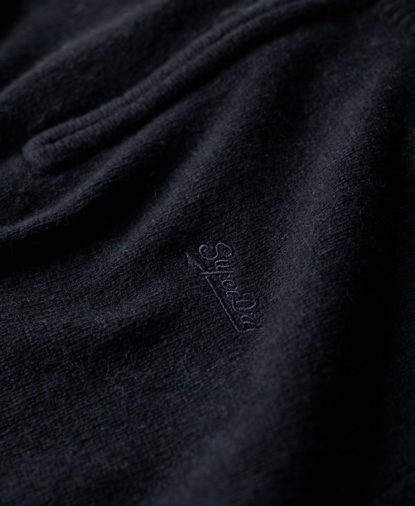 essentiële gebreide trui met borduursel en halve rits in carbon navy marl.