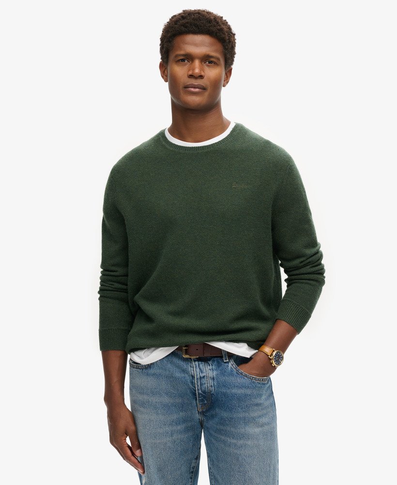 essentiële slim fit trui met ronde hals in olijfgroen surplus goods
