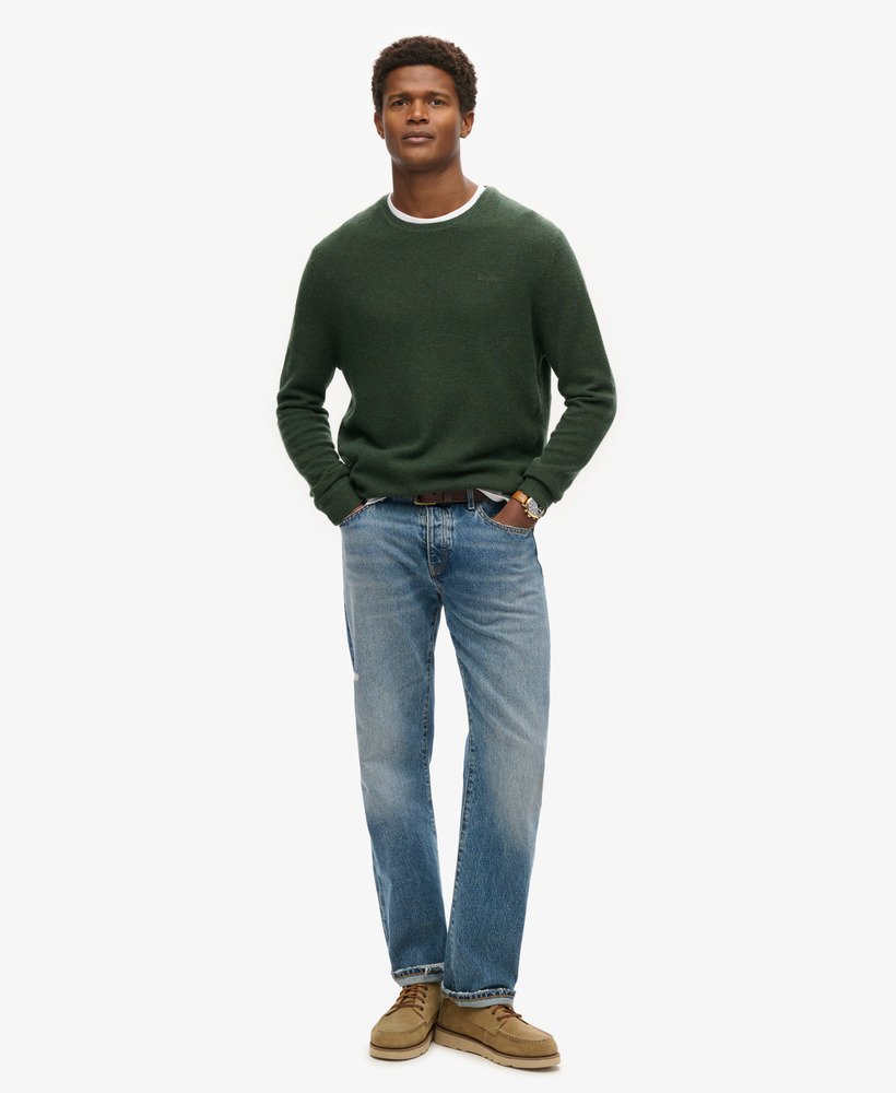 essentiële slim fit trui met ronde hals in olijfgroen surplus goods