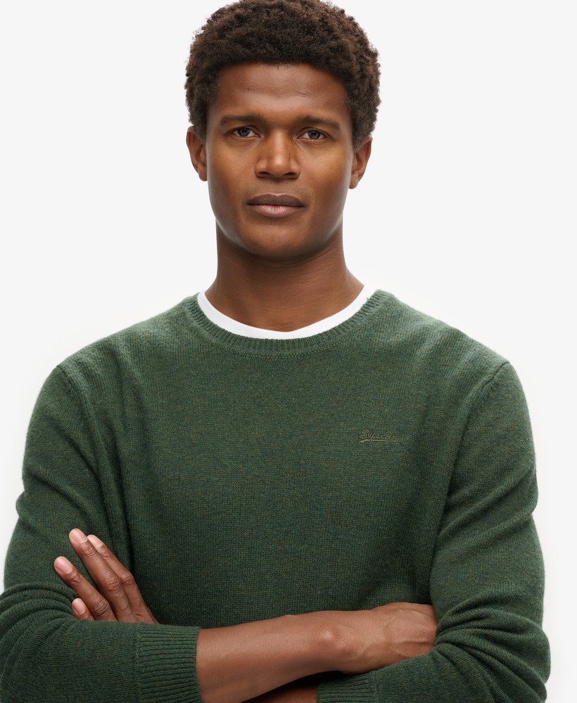 essentiële slim fit trui met ronde hals in olijfgroen surplus goods