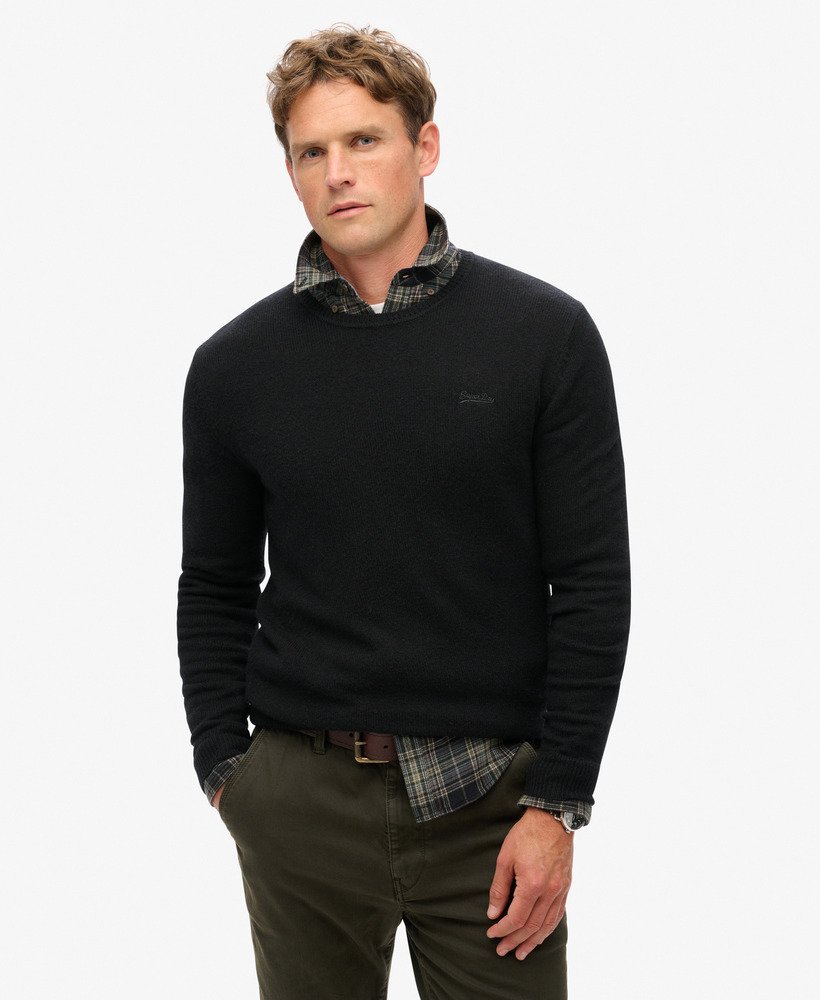 essentiële slim fit trui met ronde hals in zwart