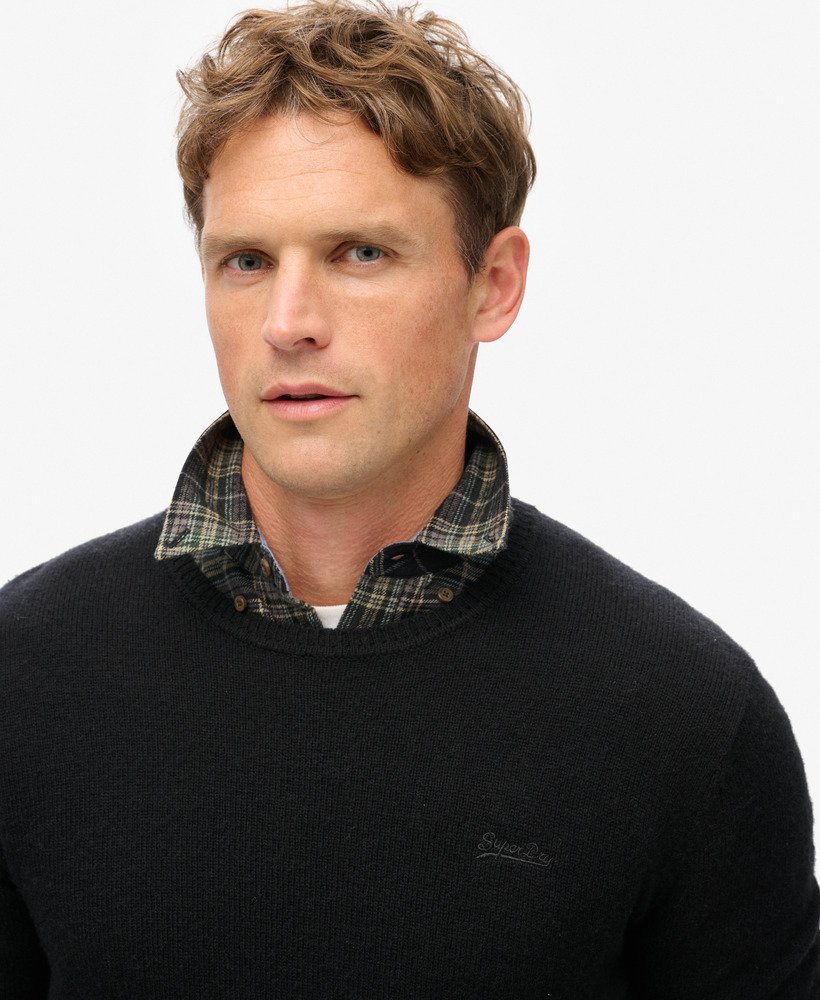 essentiële slim fit trui met ronde hals in zwart