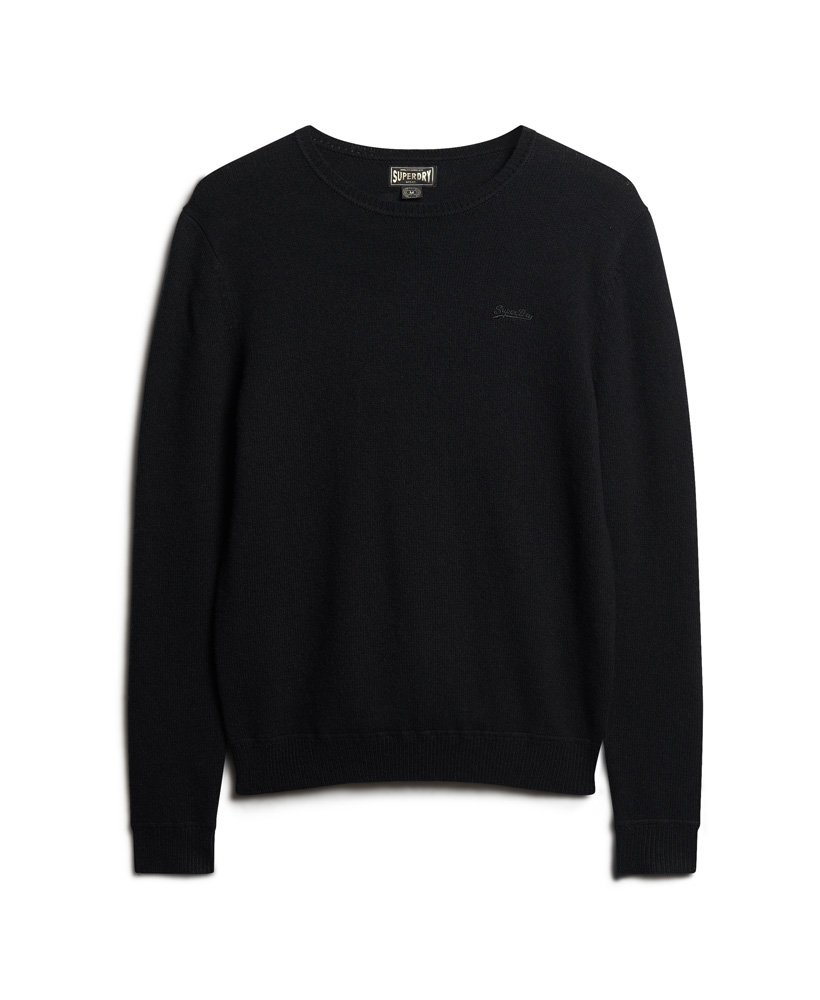 essentiële slim fit trui met ronde hals in zwart