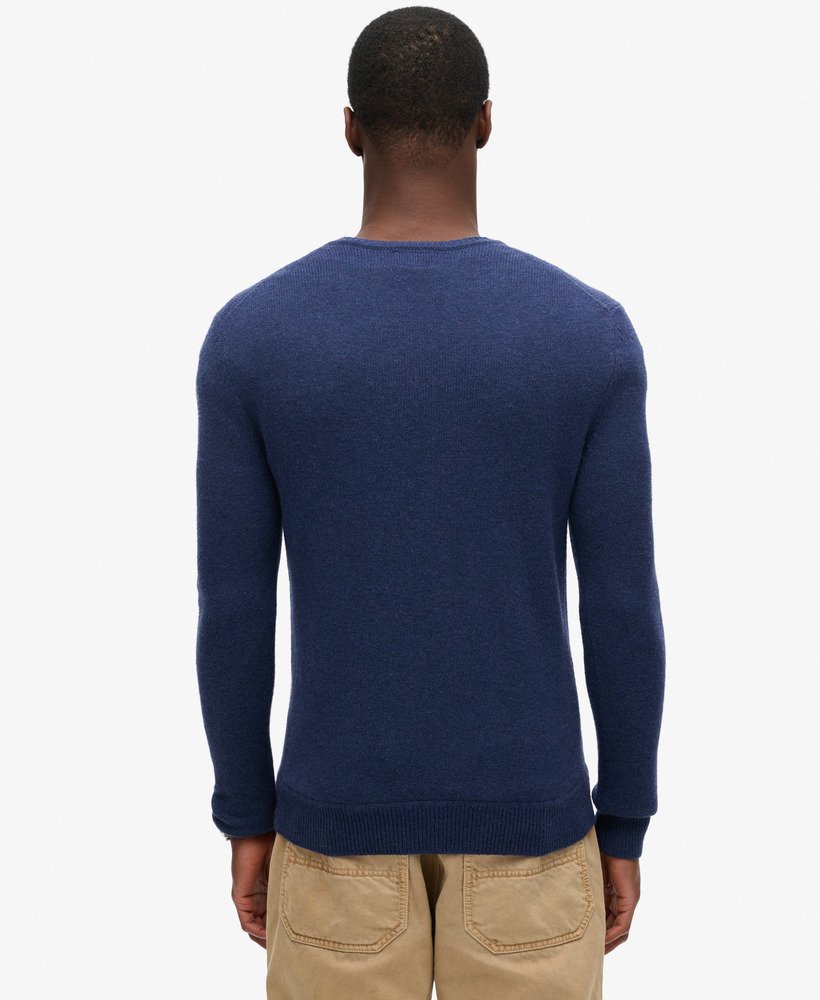 essentiële slim fit trui met ronde hals in felblauw gemêleerd