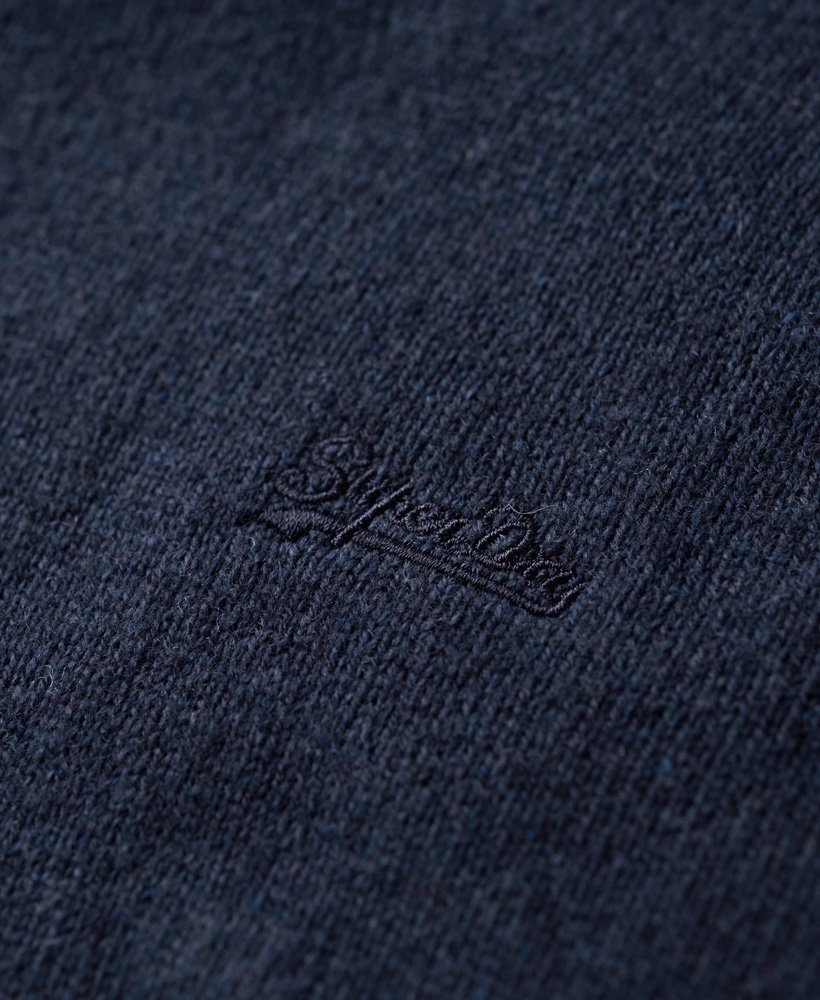 essentiële slim fit trui met ronde hals in felblauw gemêleerd