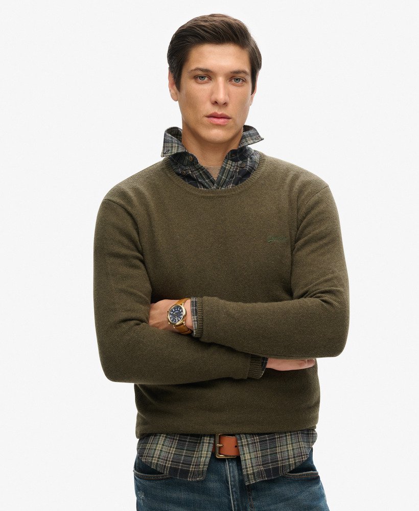 essentiële slim fit trui met ronde hals in sparrengroen