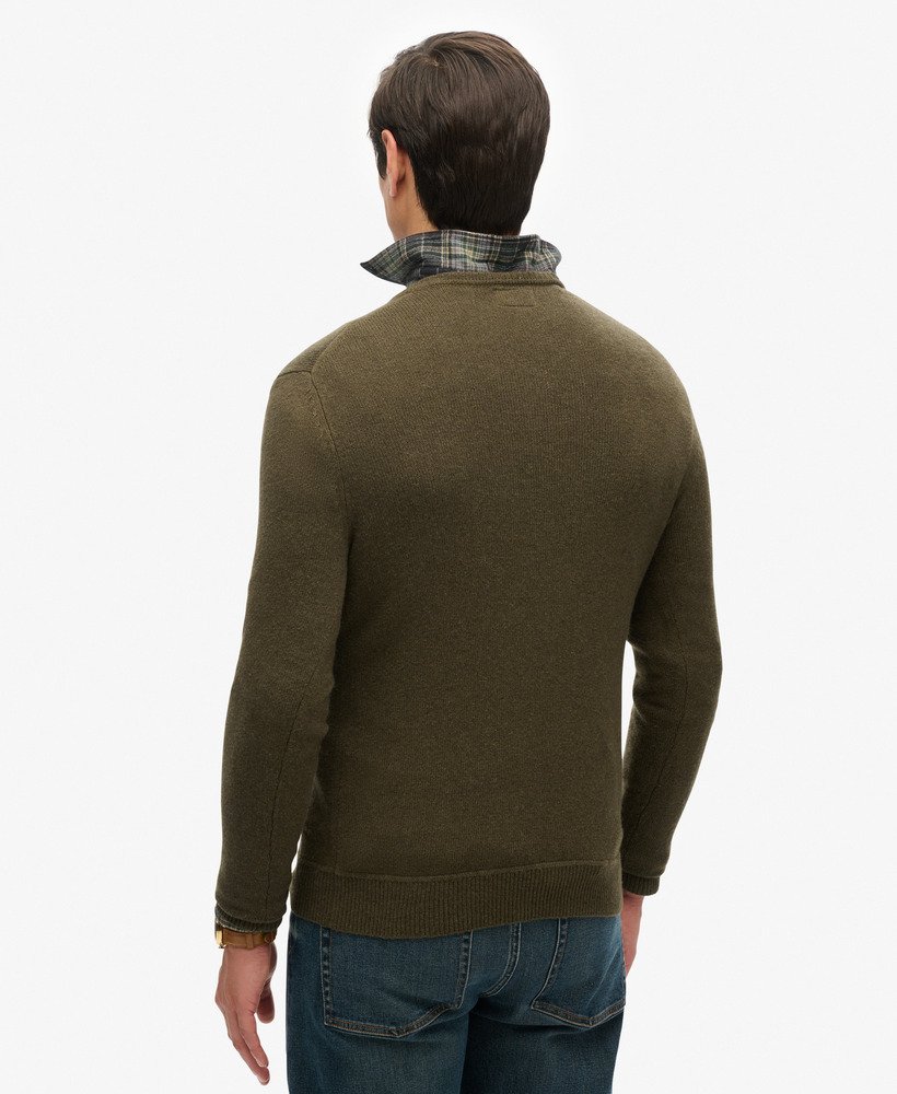 essentiële slim fit trui met ronde hals in sparrengroen