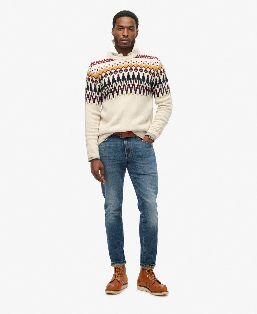 fairisle gebreide trui met ronde hals in ecru multi
