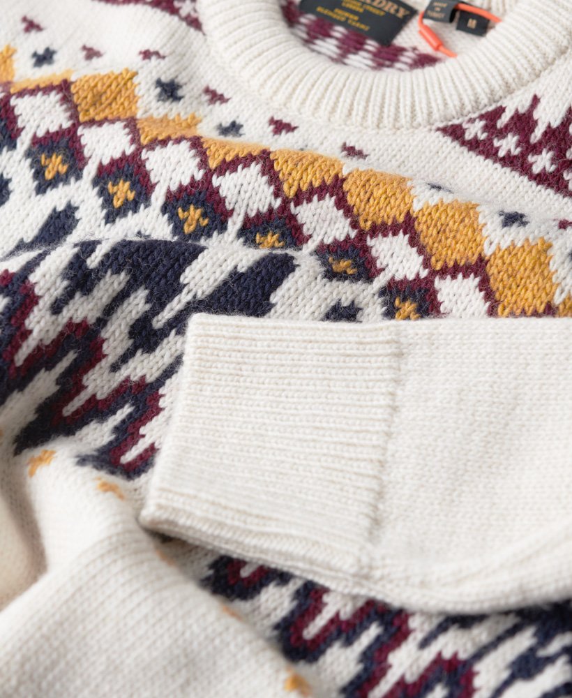 fairisle gebreide trui met ronde hals in ecru multi