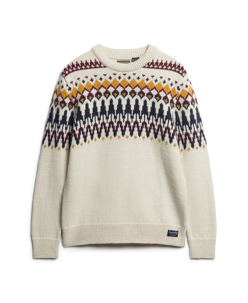 fairisle gebreide trui met ronde hals in ecru multi