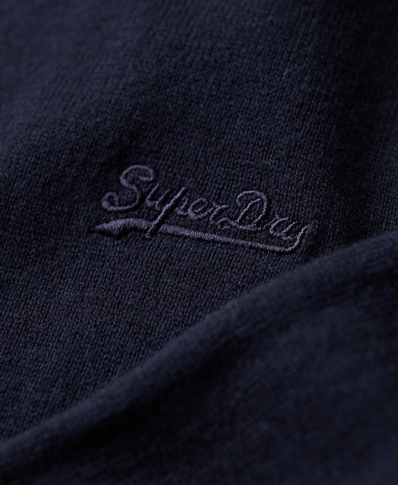 trui van katoen en kasjmier met halve rits in de kleur carbon navy marl.
