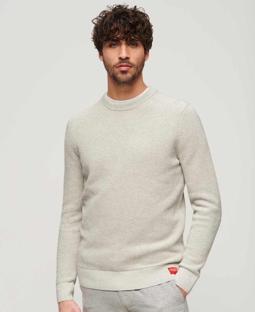 trui met ronde hals en textuur in de kleur moon mist heather.