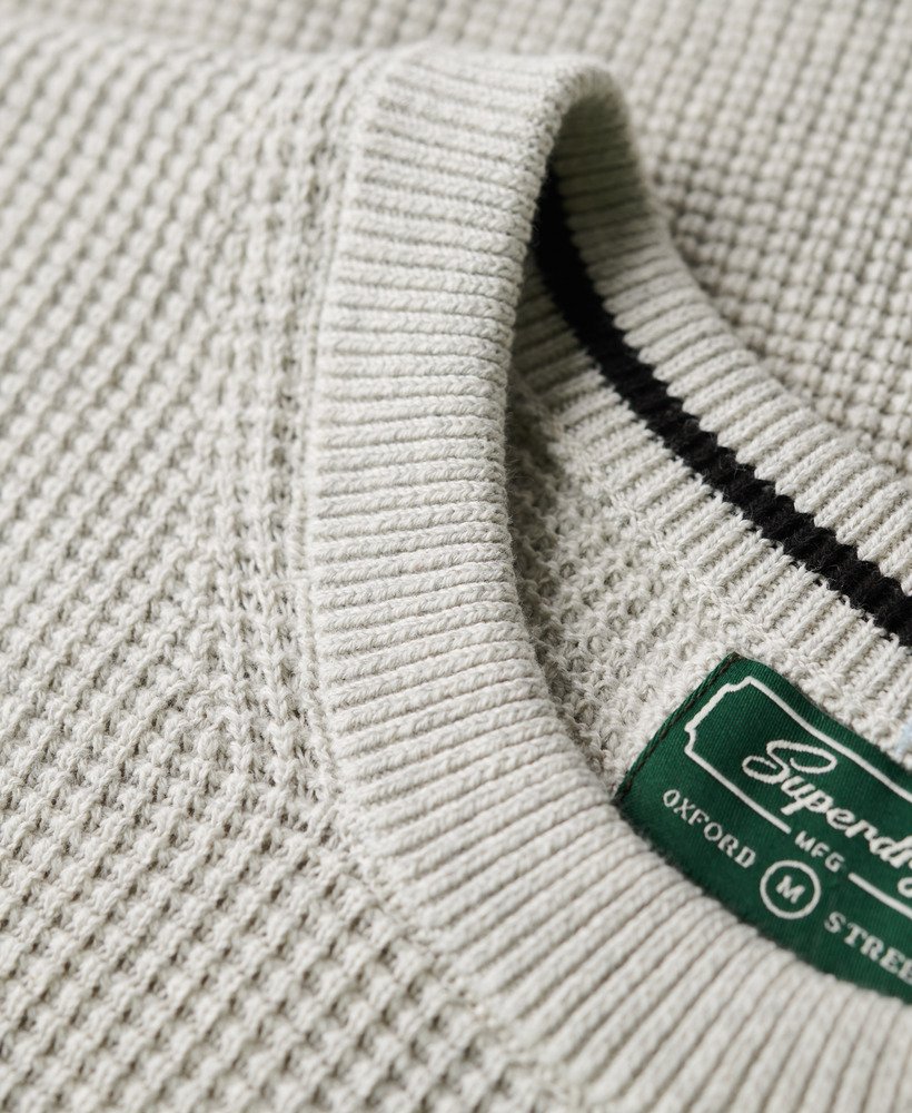 trui met ronde hals en textuur in de kleur moon mist heather.