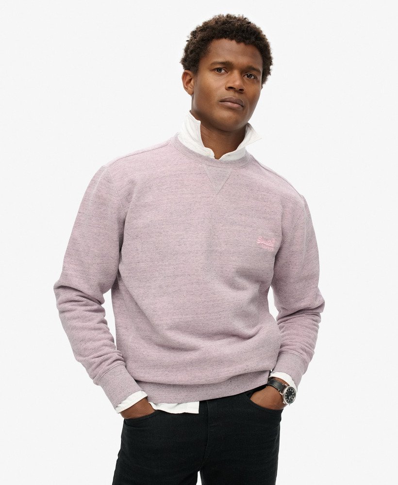 overgeverfde gemêleerde crewneck sweater in poederroze