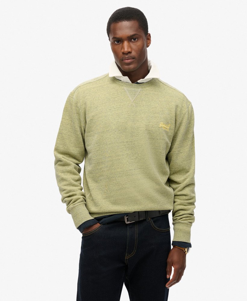 overgeverfde gemêleerde crewneck sweater in lemon drop